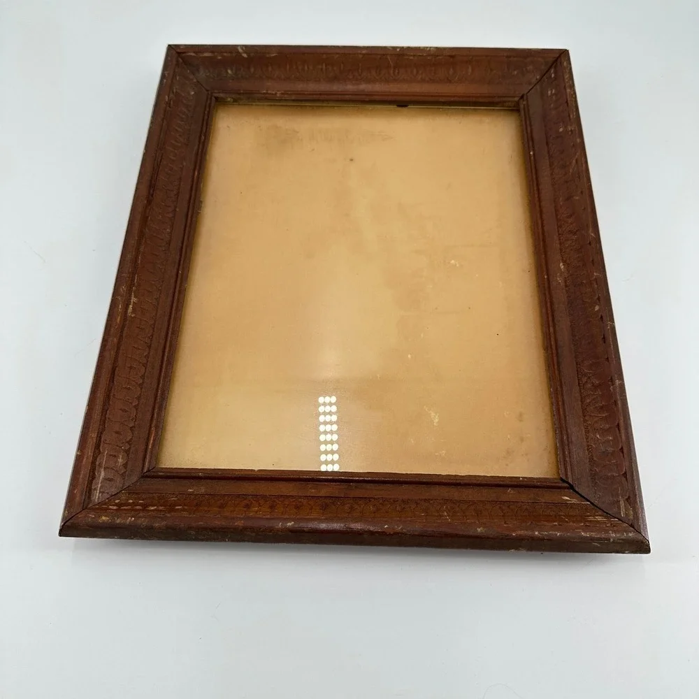 Vintage Ornate Dark Brown Wood 8x10 Picture Frame with Embossed Pattern